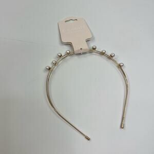 Enchante Accessories Pearl Gold Headband NWT